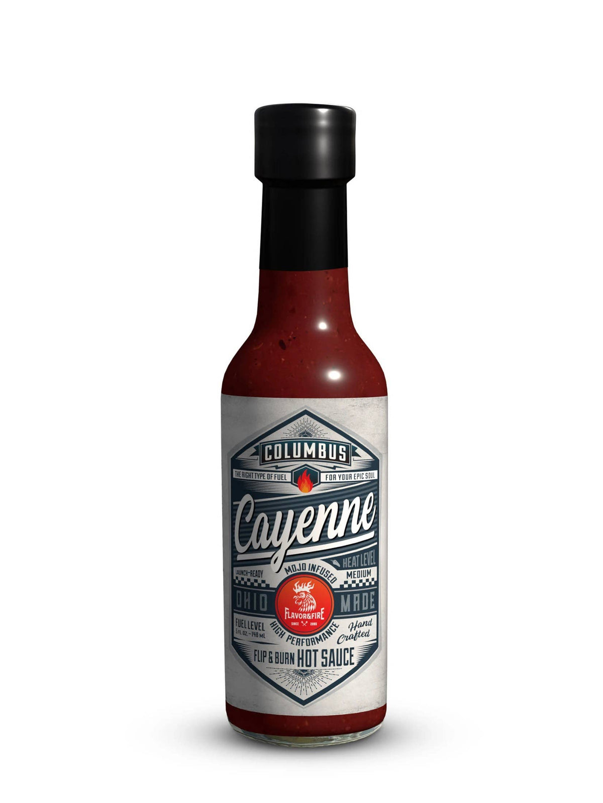 Flavor & Fire Columbus Cayenne Hot Sauce label image
